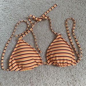 Aerie swim | Triangle Bikini Top Stripes Orange Purple Size Large